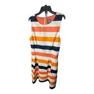 Vince Camuto Womens Size 12 Zip Up Shift Dress Multicolor Striped Sleeveless NWT